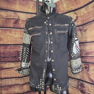 Custom Tripp NYC studded black denim jacket (men’s SM or MED)